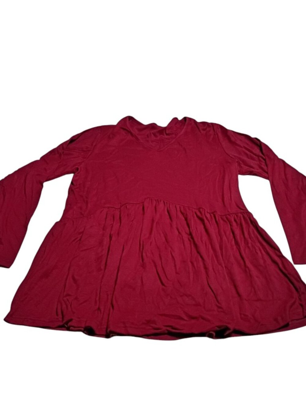 WellSize Long Sleeve Gathered Empire Waist Peplum Tunic Top Size Large